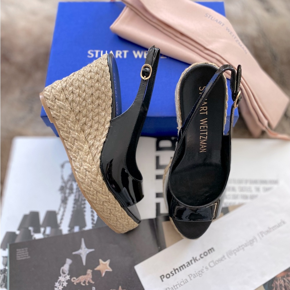 Stuart Weitzman Peep Toe Espadrille Wedge Platform Pumps